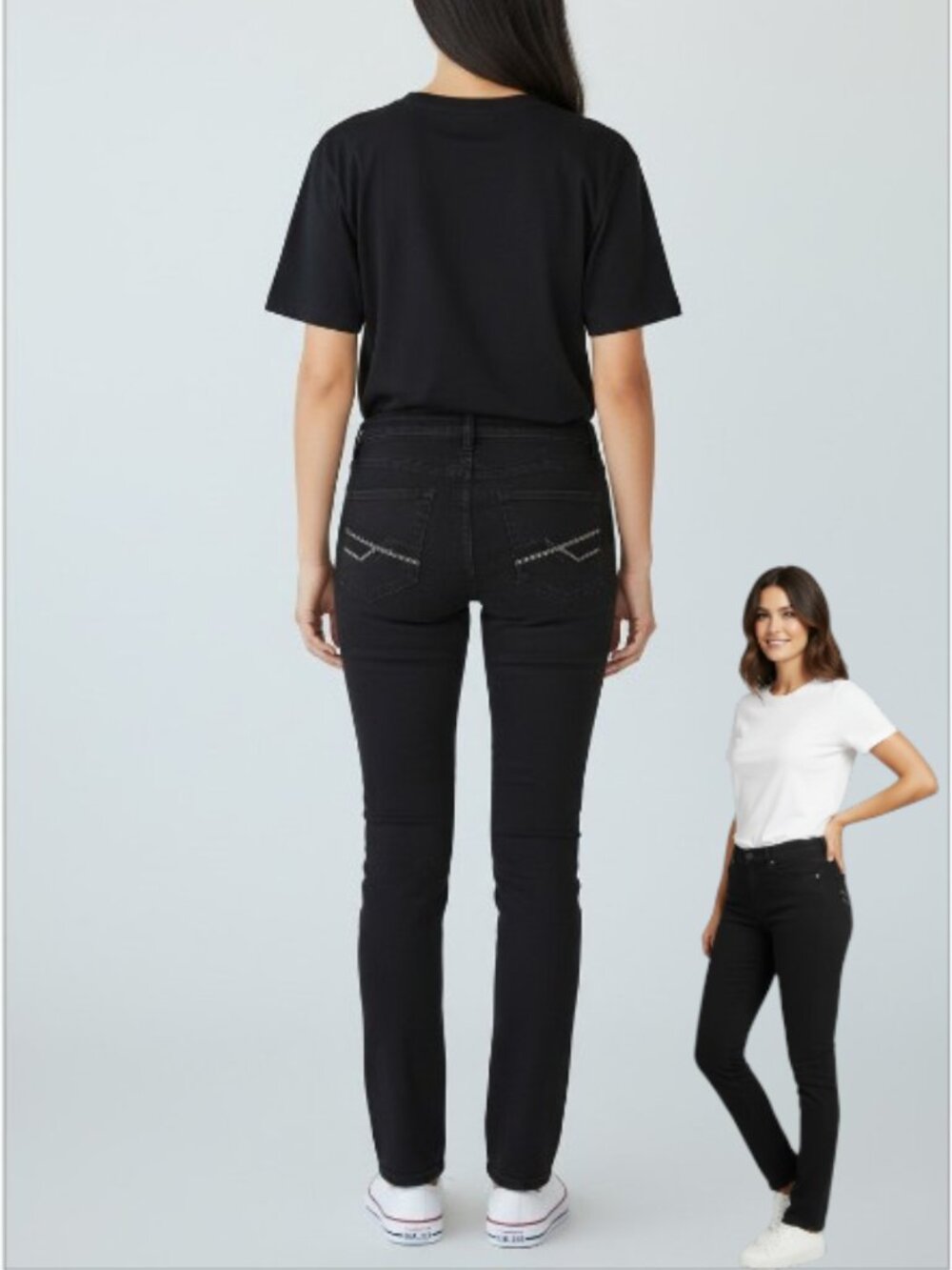 NYDJ -- Jeans, Black Straight Cut, Rhinestone Detail on Back Pockets